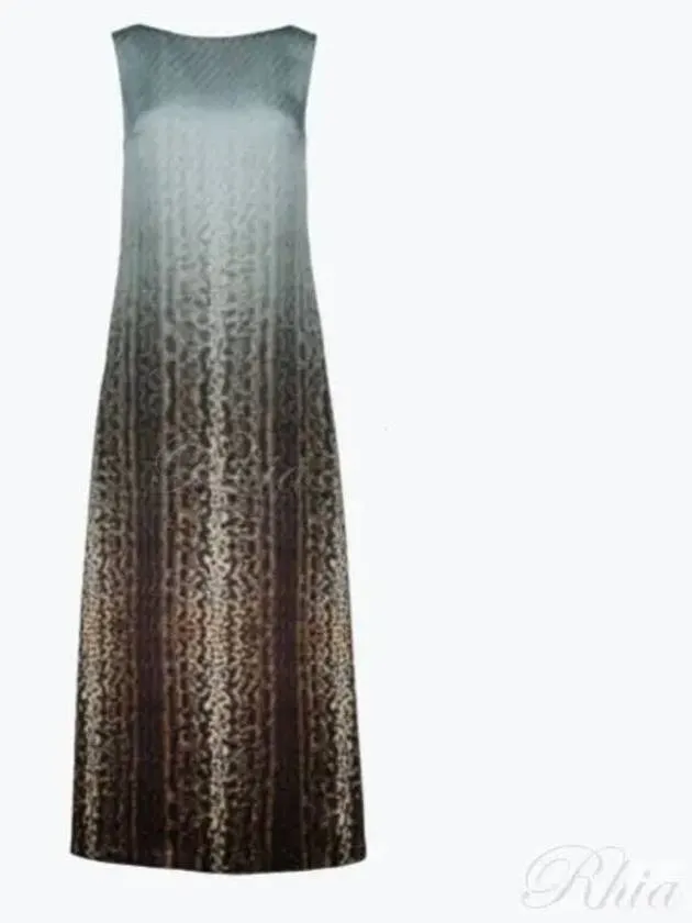 Animalier Silk Long Dress Light Blue