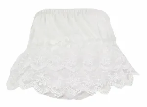 Baby Girls White Floral Lace Frilly Pants