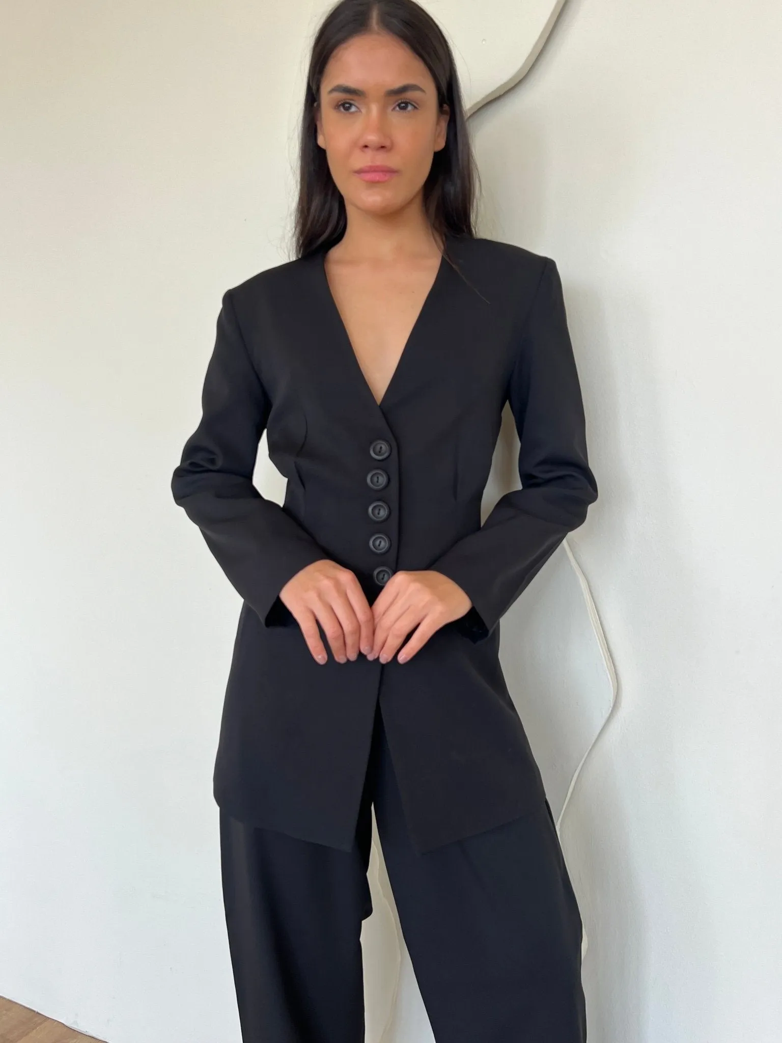 Black Snatched Waist Blazer