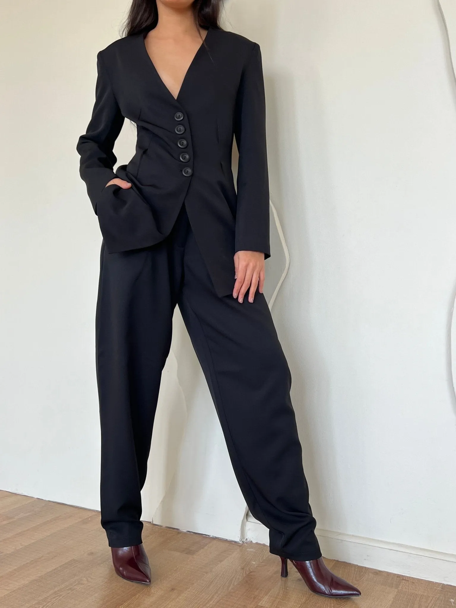 Black Snatched Waist Blazer