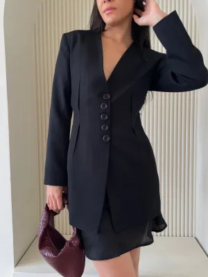 Black Snatched Waist Blazer