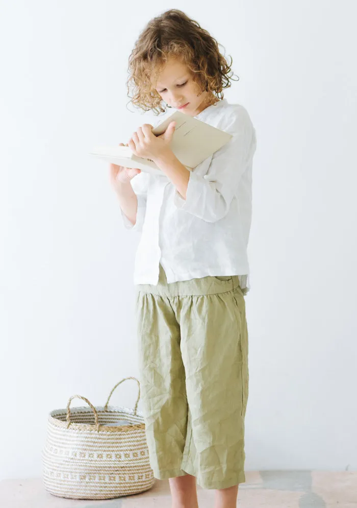 Boys Khaki Linen Wide Pants