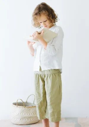 Boys Khaki Linen Wide Pants