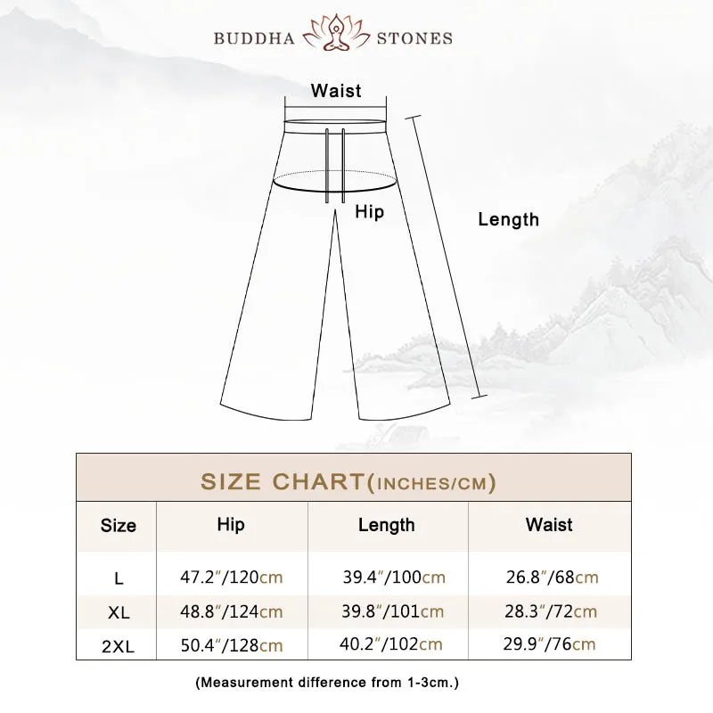 Buddha Stones Casual Solid Color Lace-up Women's Wide Leg Pants