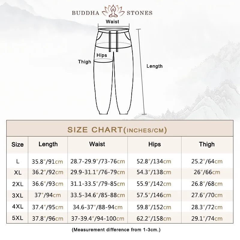 Buddha Stones Plain Color Red Drawstring Linen Men's  Pants With Pockets