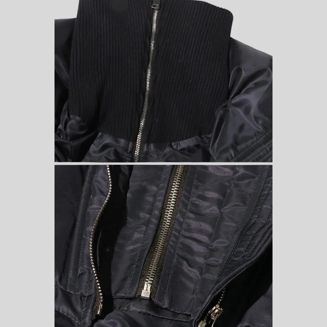 Contemporary Jacket With Double Collar Design - Black