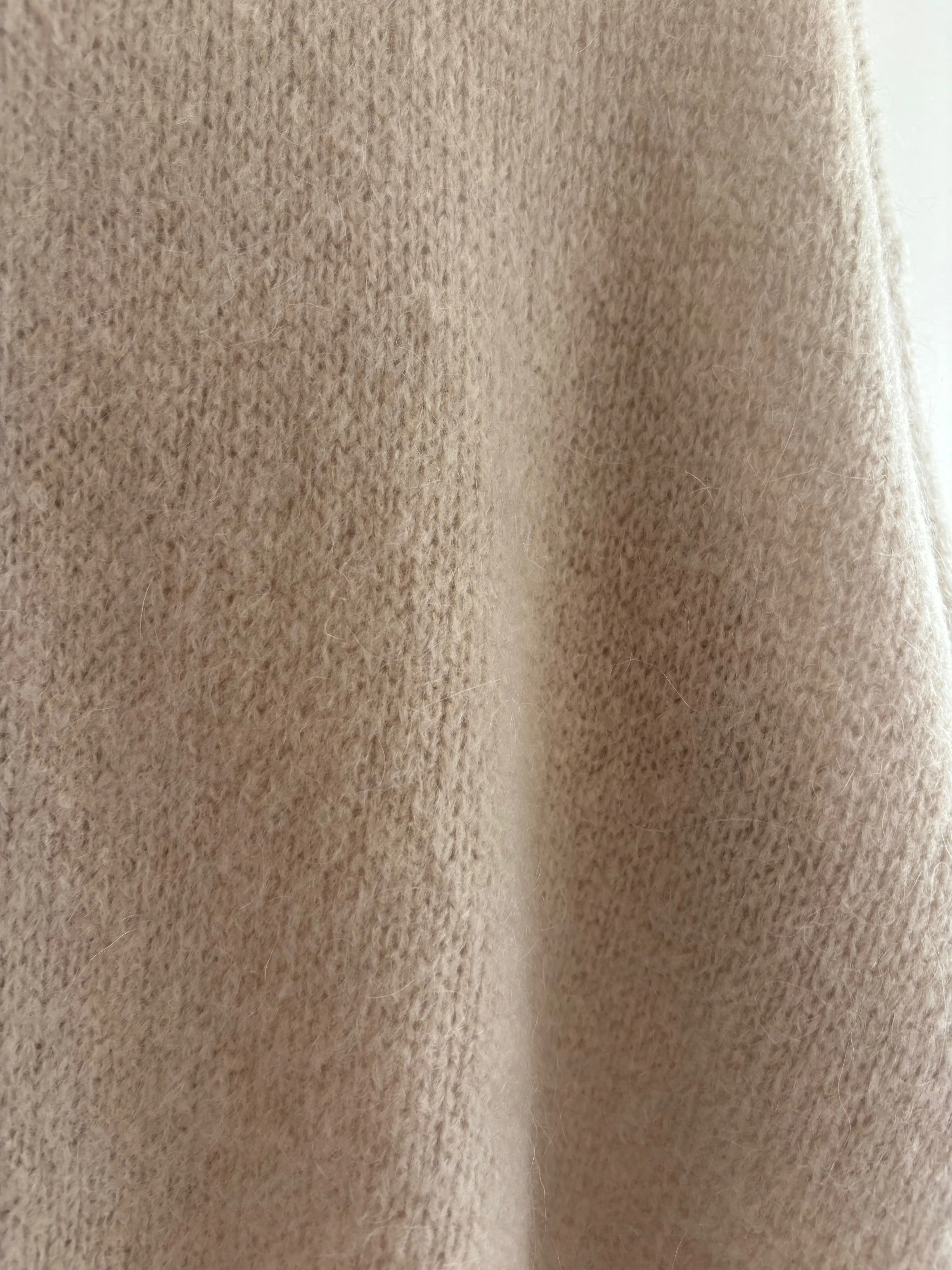 Cropped Sleeve Mohair Cardigan Stone