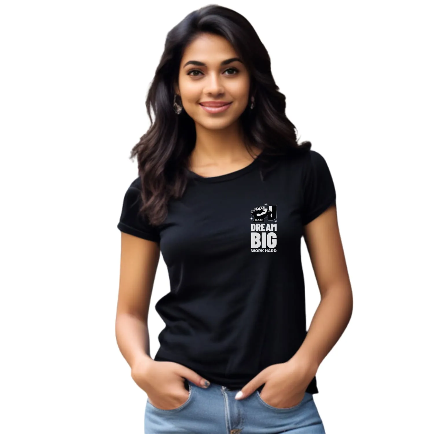 Dream big Womens cotton printed T-shirt
