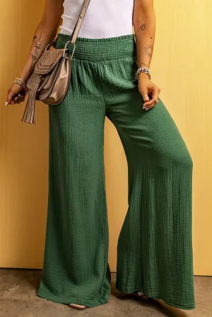 Effortless Style Smocked Waist Palazzo Pants