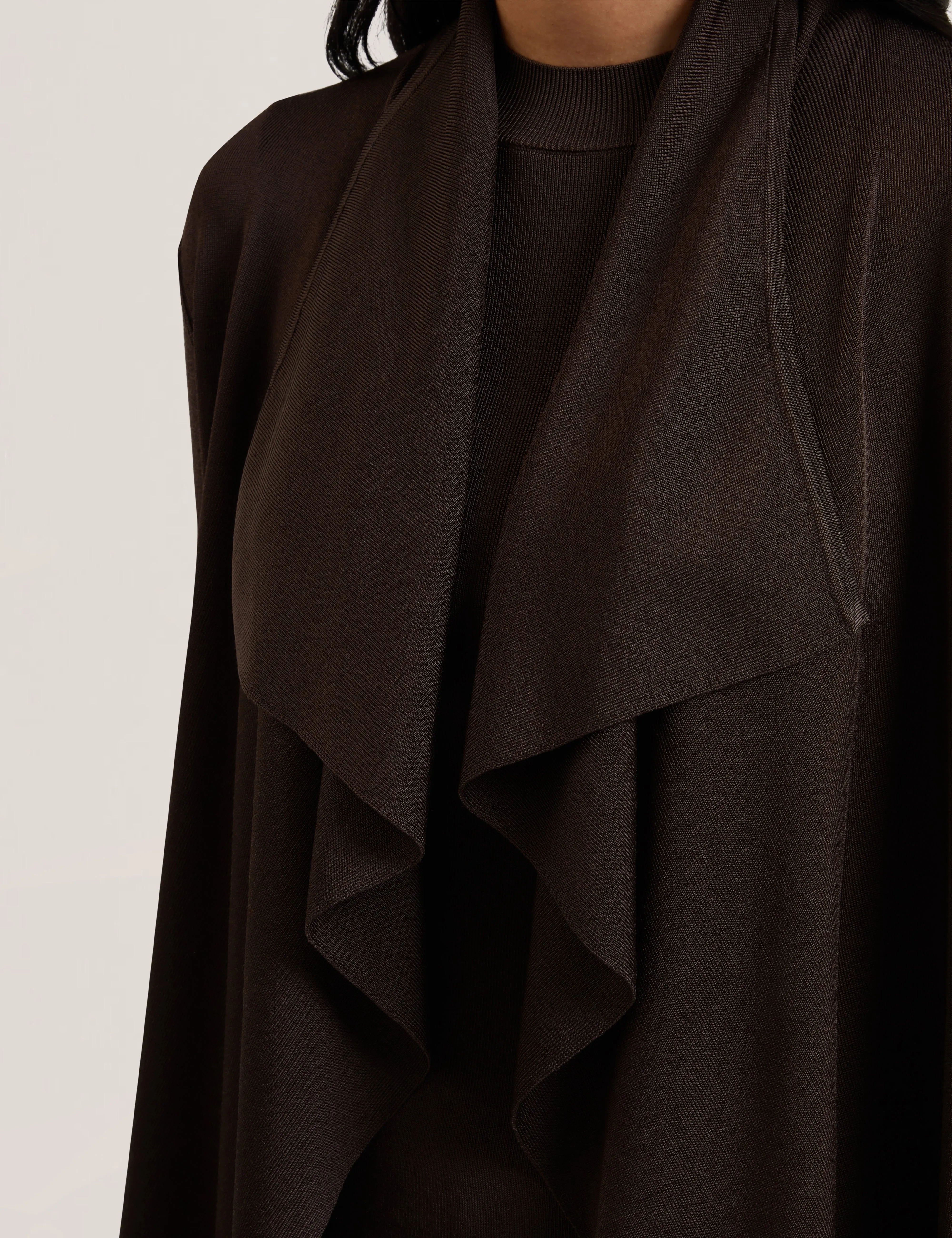 Elliyy Waterfall Front Cardigan Dk-Brown