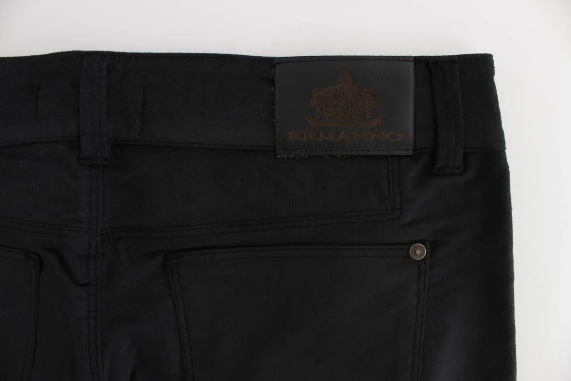 Ermanno Scervino Chic Black Regular Fit Trousers