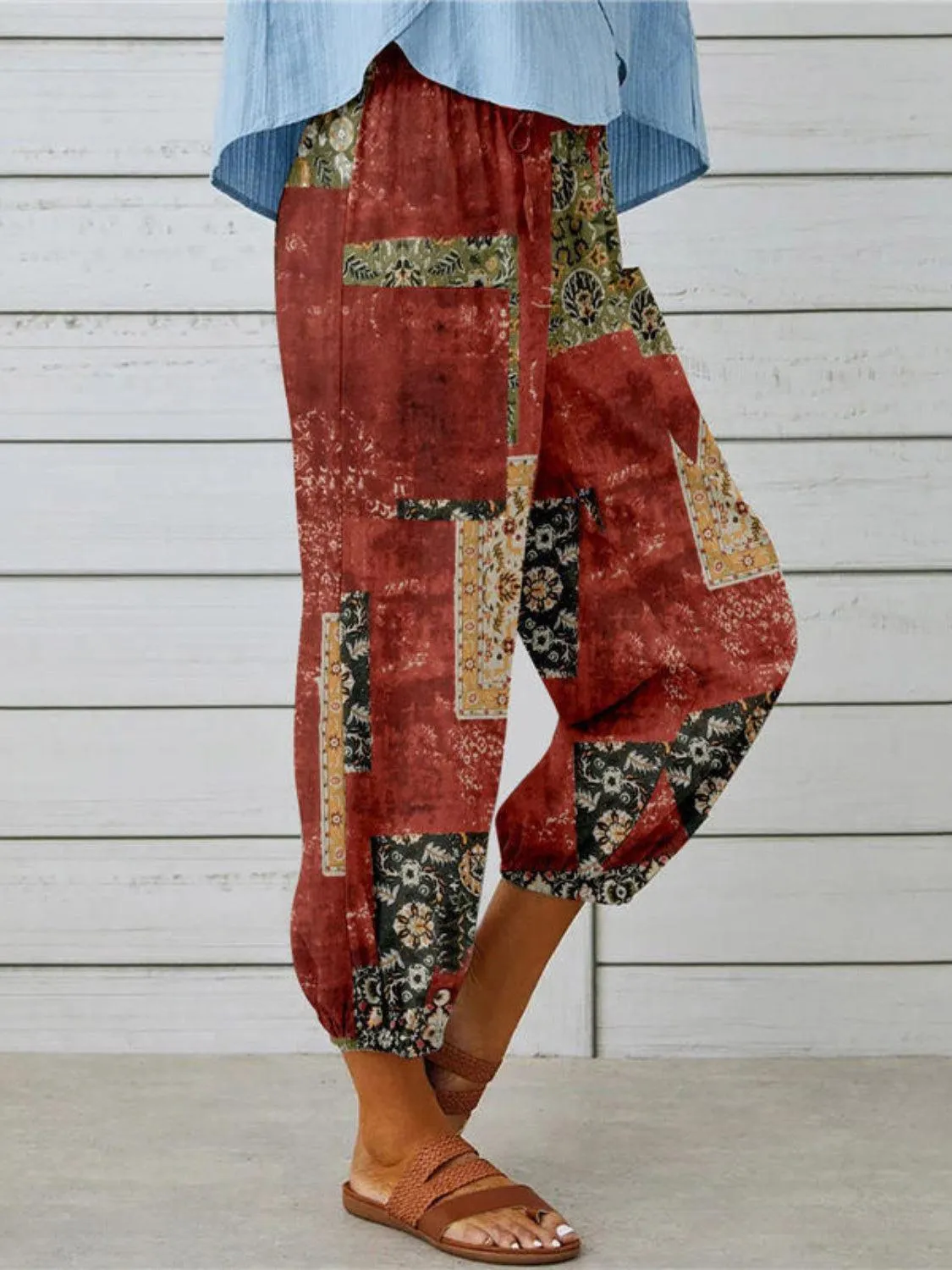 Exquisite Prints Tapered Leg Cropped Pants