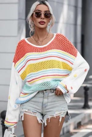 Extra Comfy Open Knit Striped Sweater