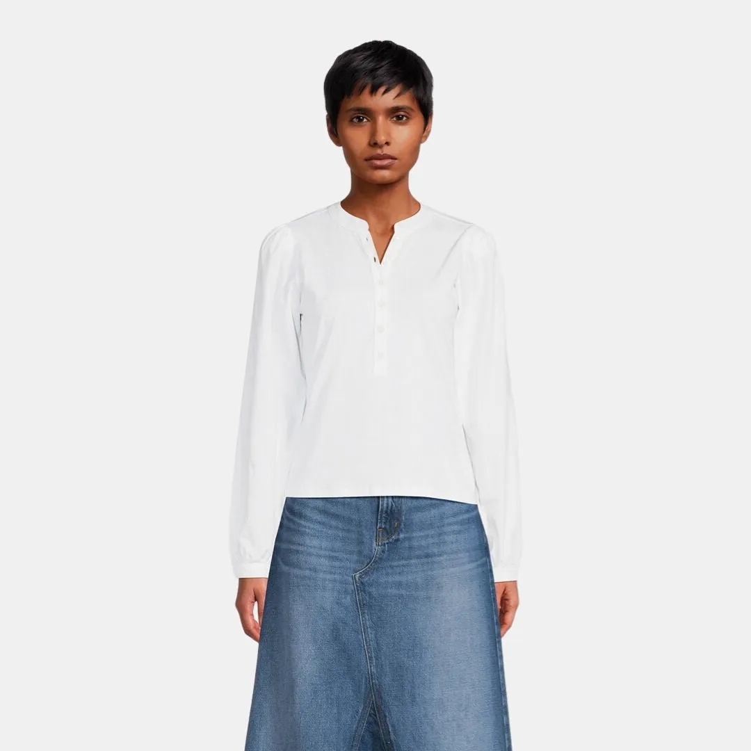 Femme Puff Sleeve Henley (White)