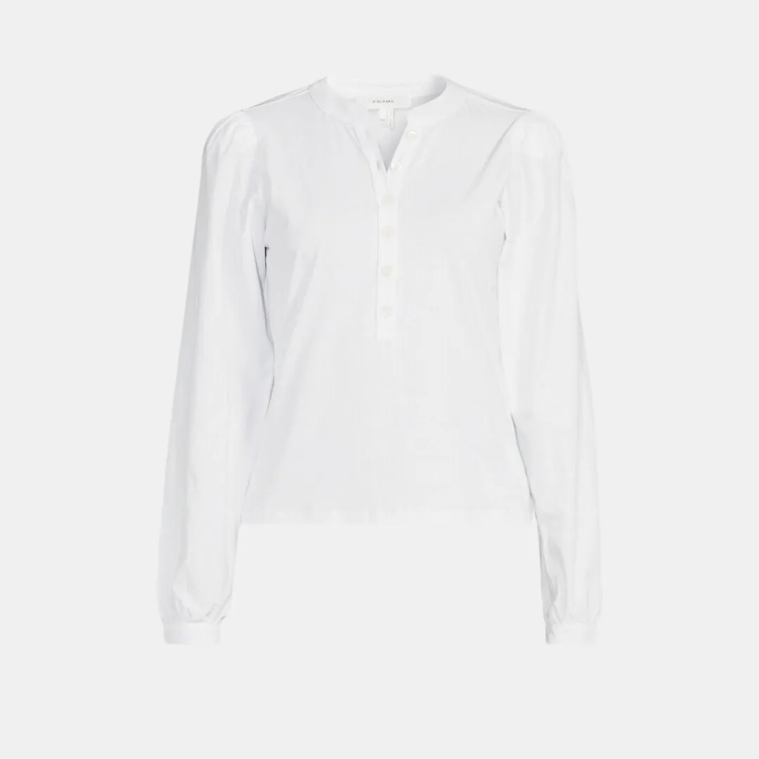 Femme Puff Sleeve Henley (White)