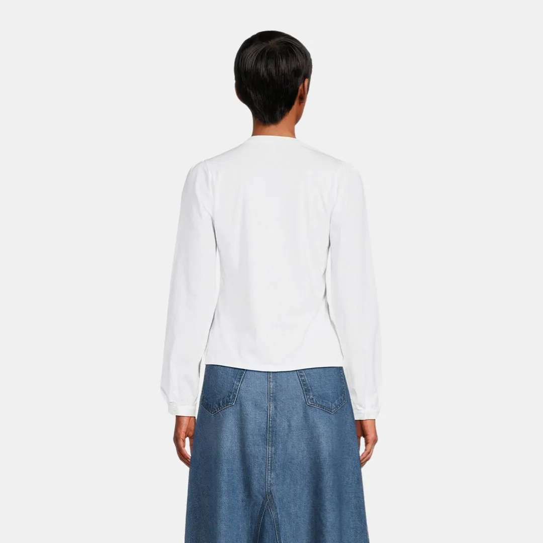 Femme Puff Sleeve Henley (White)