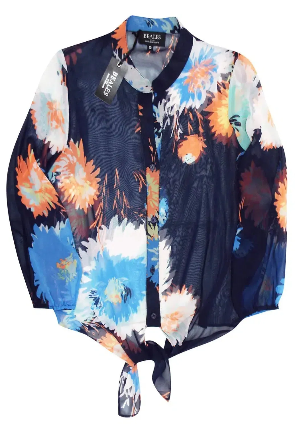Floral Chiffon Tie Front Blouse
