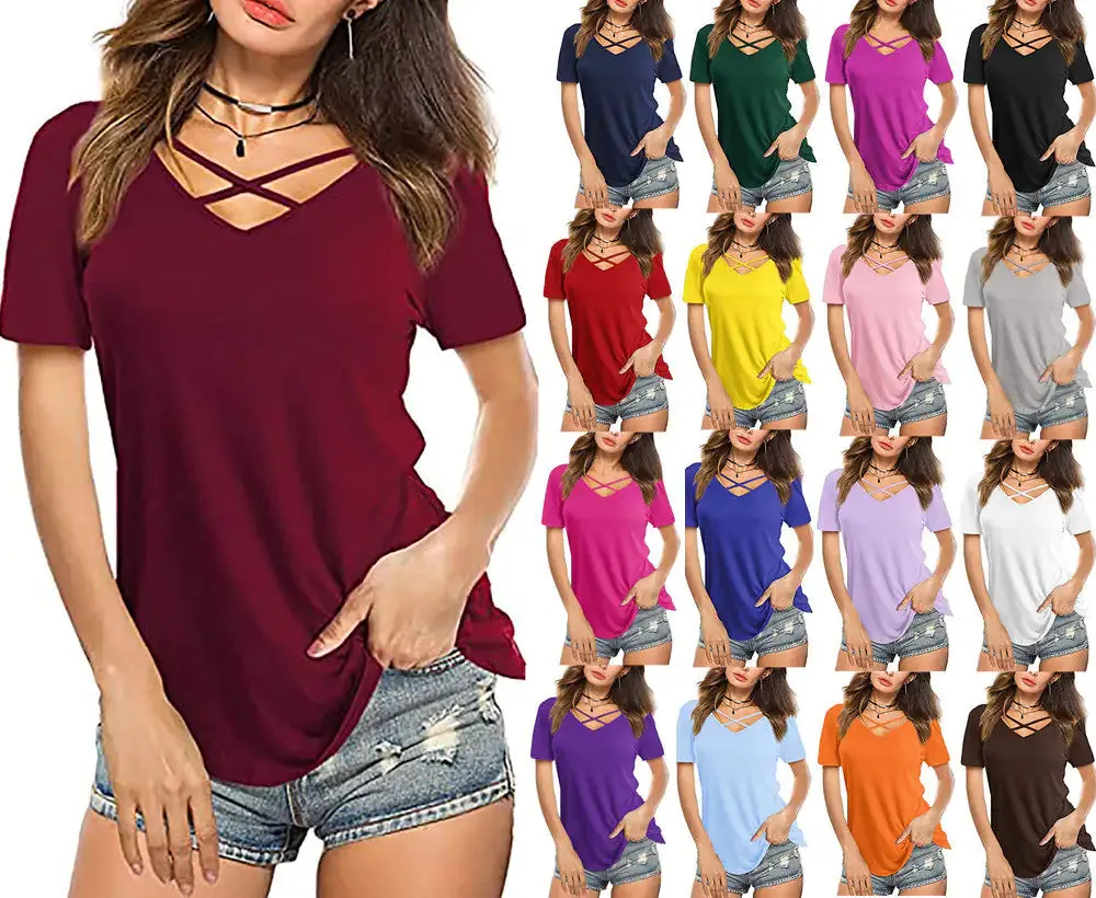 Front Cross Short Sleeve T-shirt, sckarle