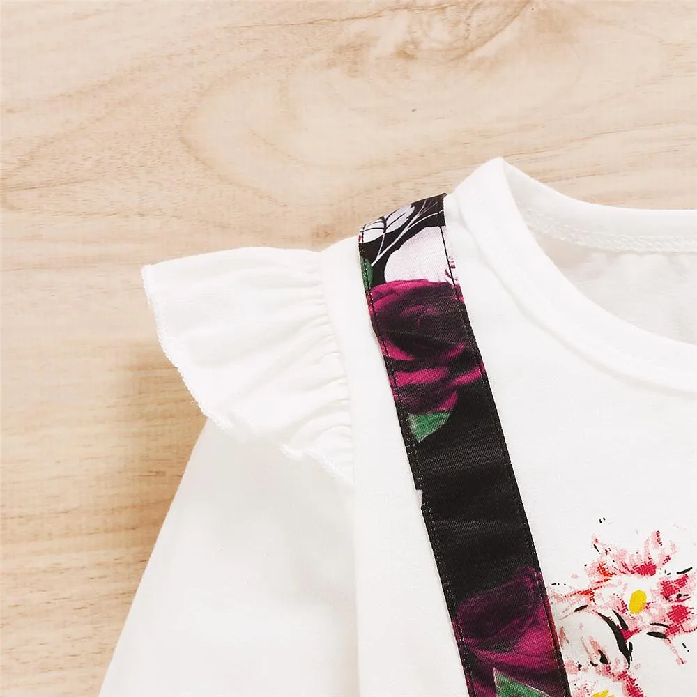 Girls Ruffled Long SleeveFloral Printed T-shirt & Skirts Wholesale Girl Boutique Clothing
