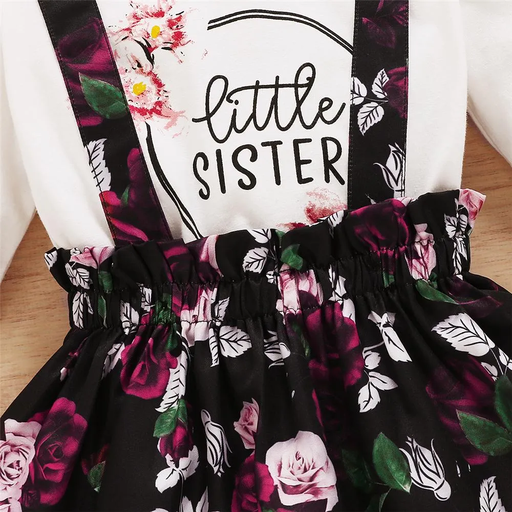 Girls Ruffled Long SleeveFloral Printed T-shirt & Skirts Wholesale Girl Boutique Clothing