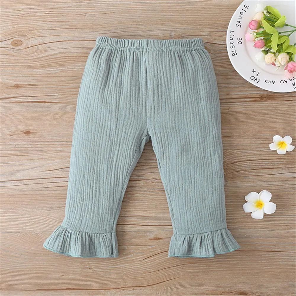 Girls Solid Long Sleeve Button Top & Pants