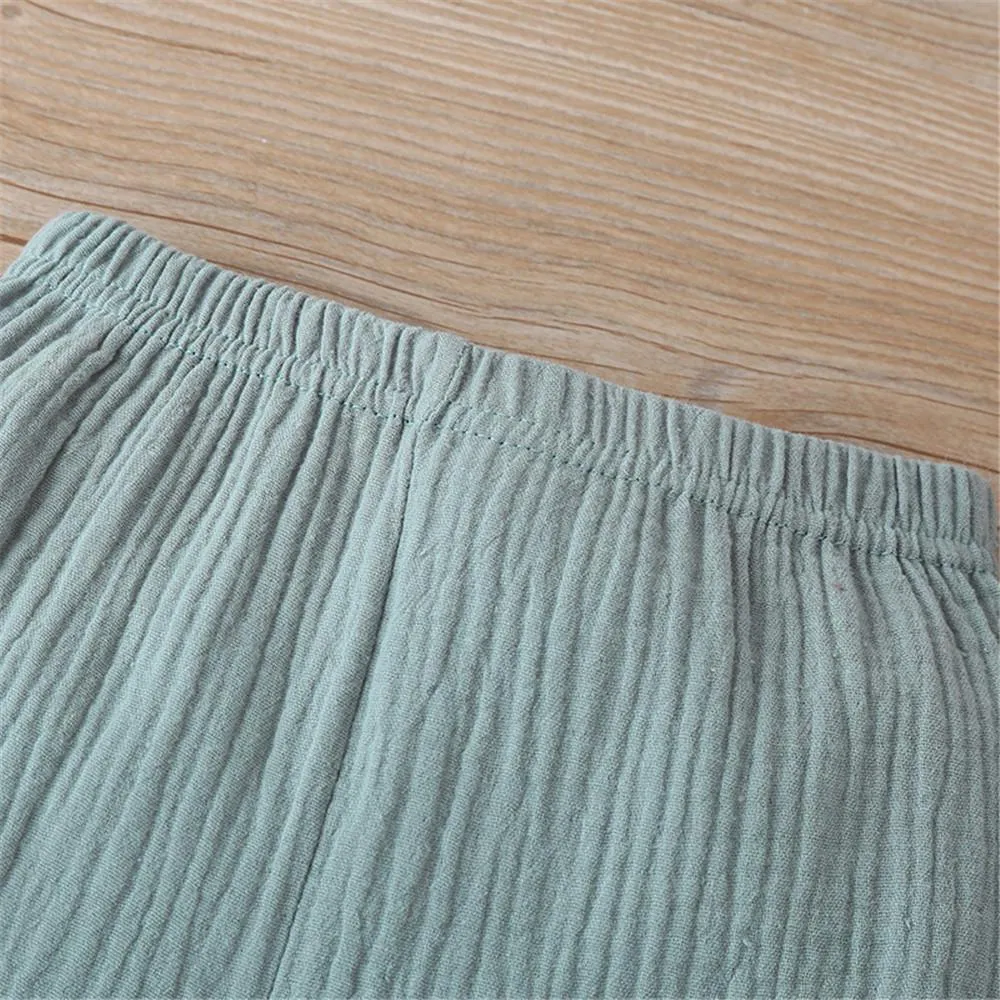Girls Solid Long Sleeve Button Top & Pants