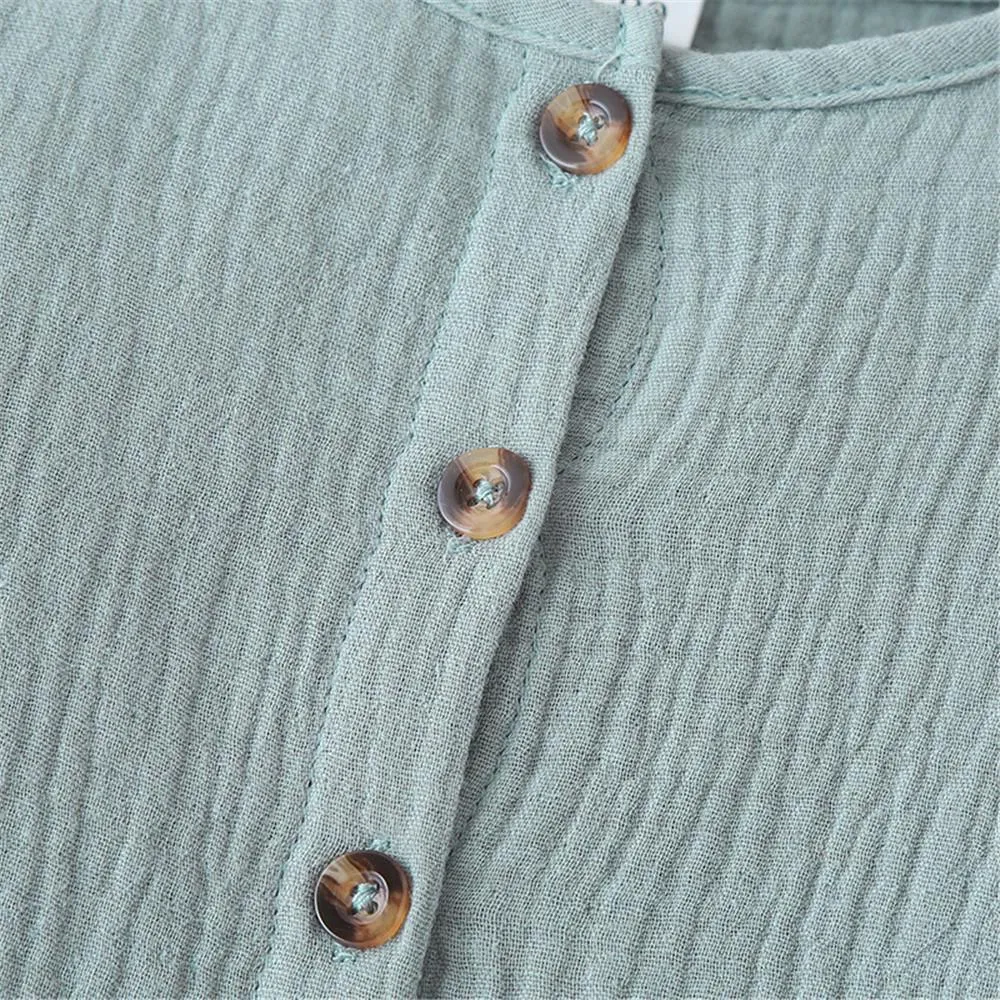 Girls Solid Long Sleeve Button Top & Pants
