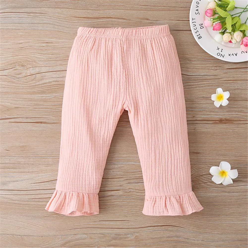 Girls Solid Long Sleeve Button Top & Pants