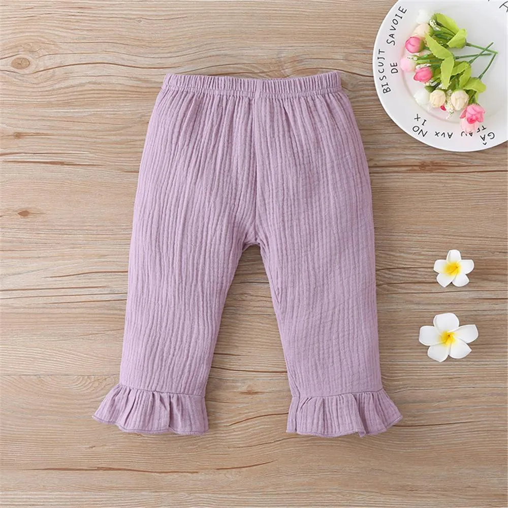 Girls Solid Long Sleeve Button Top & Pants