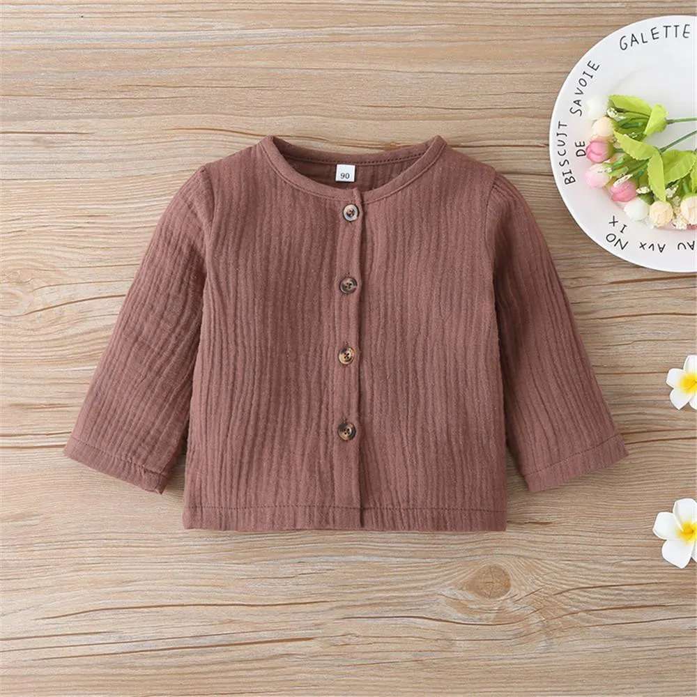 Girls Solid Long Sleeve Button Top & Pants