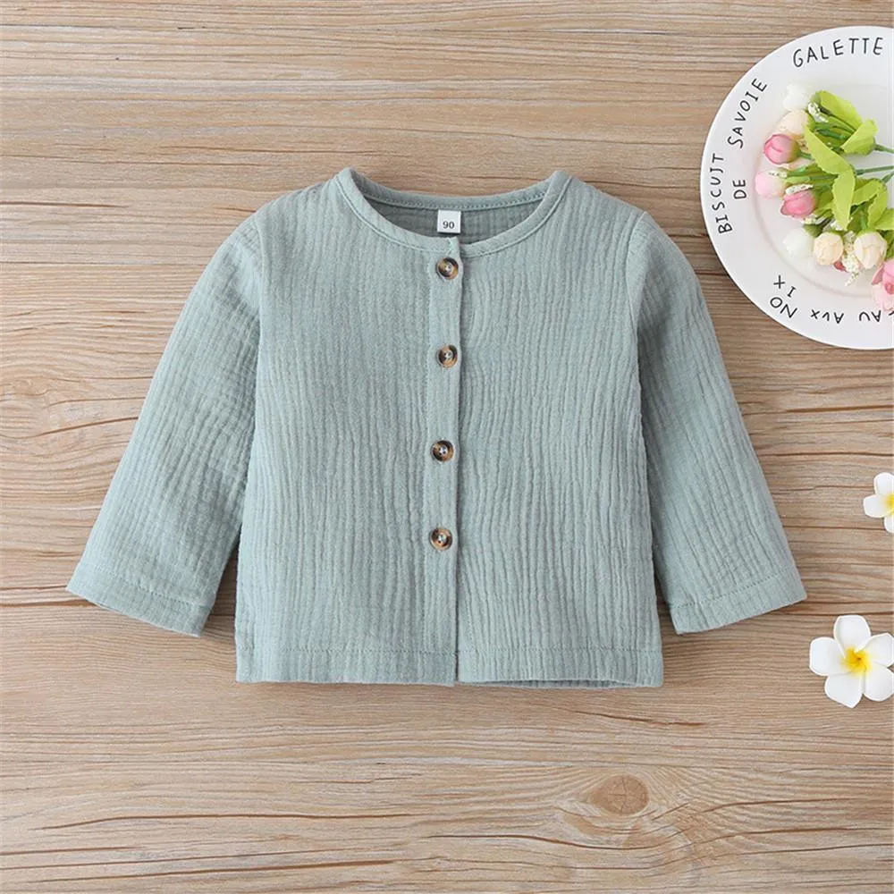 Girls Solid Long Sleeve Button Top & Pants