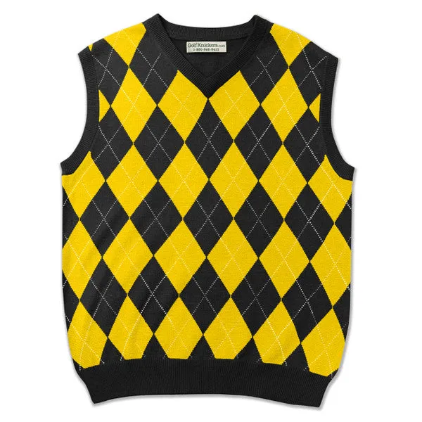 Golf Knickers Argyle Vest Yellow/Black (Medium)