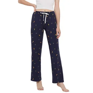 HEARTNICE Soft Pajama Pants for Women, Cotton Print Sleep Pants Lightweight Lounge Sleep Pj Bottoms(Pack of 1)（Navy-Nebula, M）