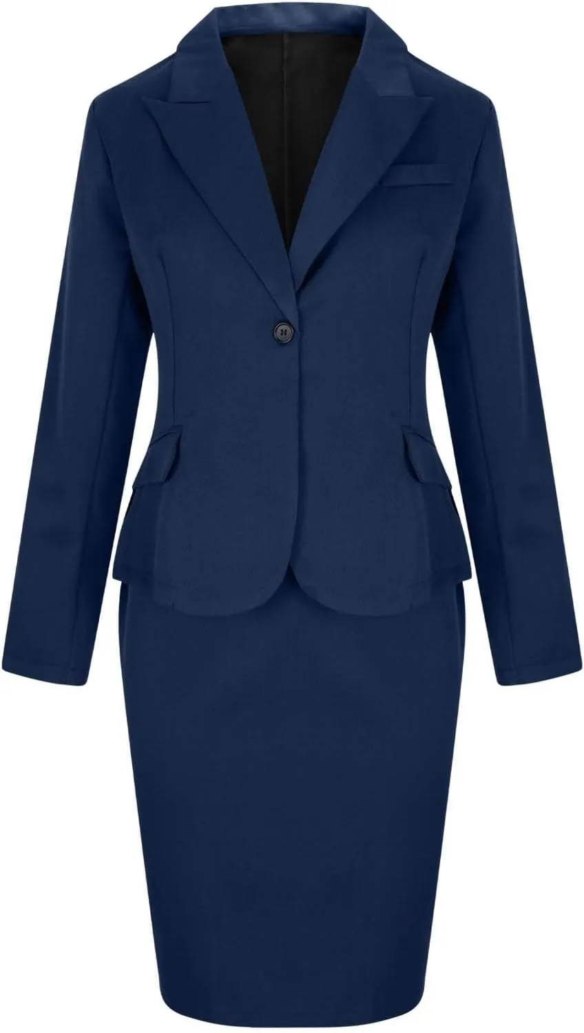 HGps8w 2 Piece Outfits for Women Dressy Long Sleeve Blazer Suit Jackets and Knee Langht Pencil Skirt Business Sets