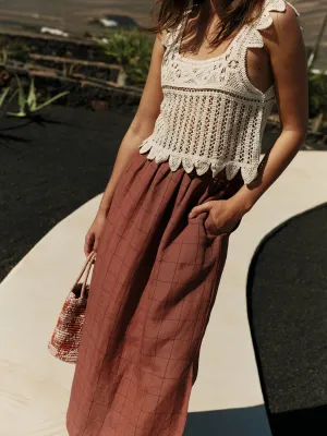 Indi & Cold Crochet cropped top Natural