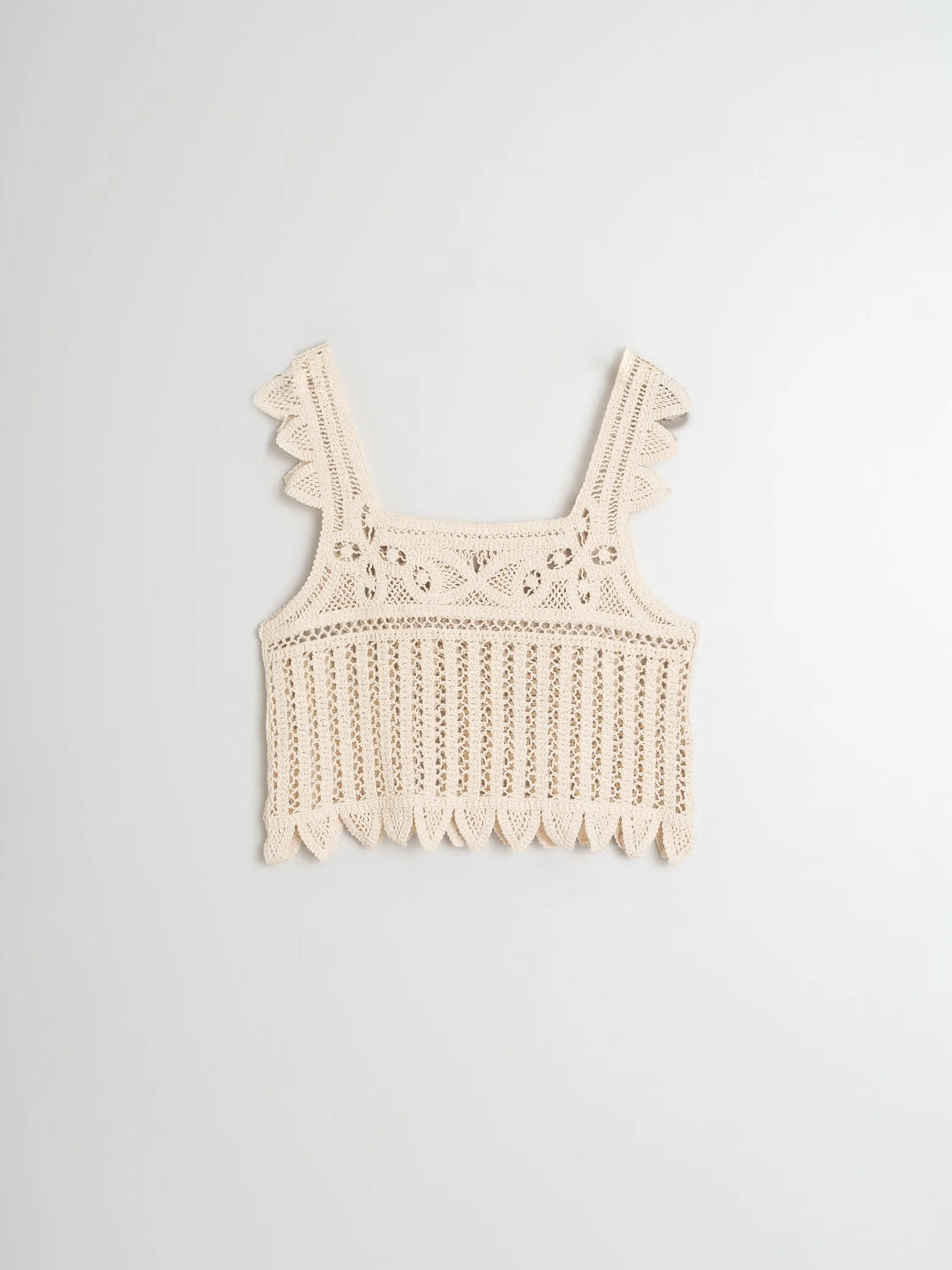 Indi & Cold Crochet cropped top Natural