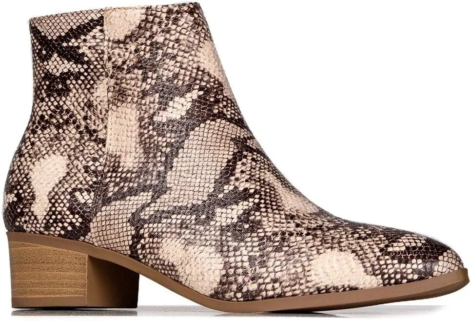 J. Adams Women's Viper Ankle Boots - Short Chunky Low-Heel Pointed-Toe Block Booties, Comfortable and Stylish for Everyday Wear