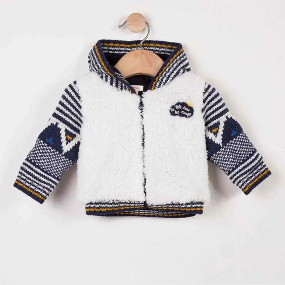 Jacket In Jacquard And Fur