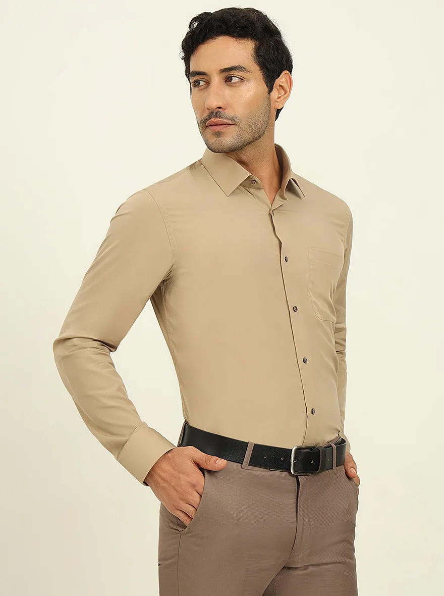 Khaki Solid Slim Fit Formal Shirt | JadeBlue
