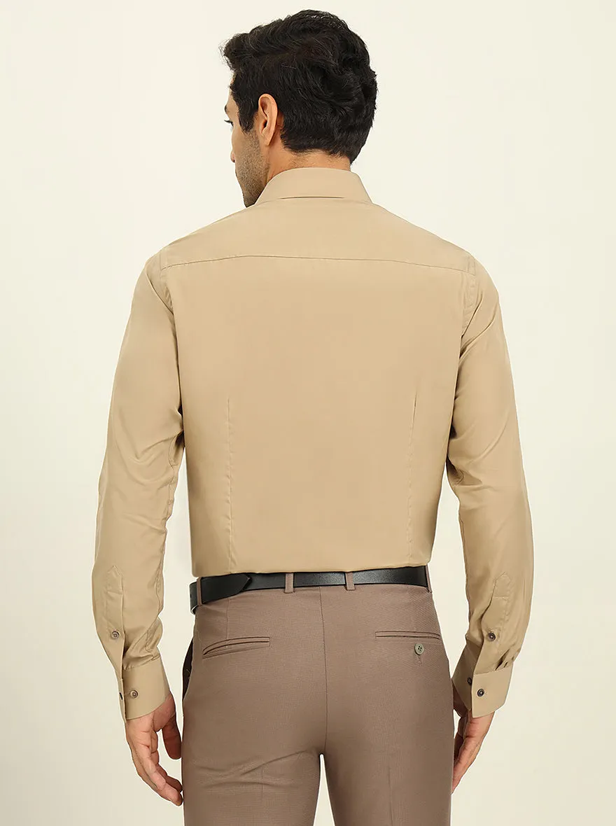 Khaki Solid Slim Fit Formal Shirt | JadeBlue