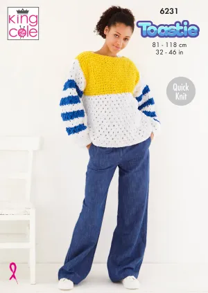 King Cole Ladies Sweater Jumper Cardigan Quick Knit Chunky Warm & Toastie Knitting Pattern 6231