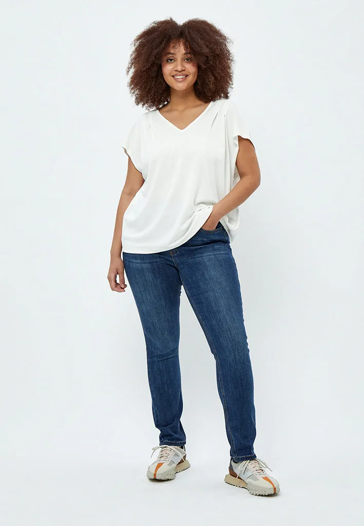 Lana V-Neck Cap Sleeve T-Shirt Curve - Cloud Dancer
