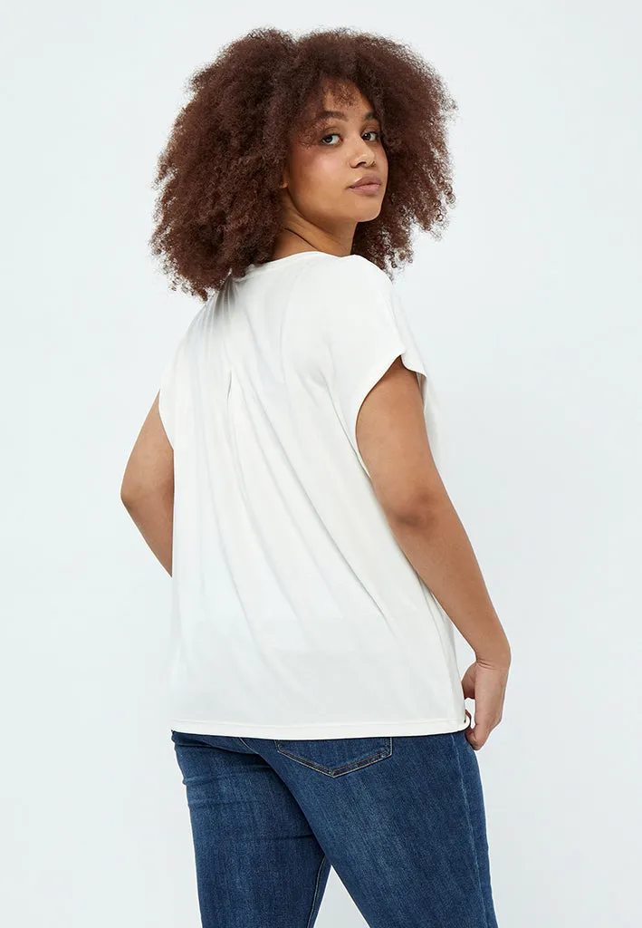 Lana V-Neck Cap Sleeve T-Shirt Curve - Cloud Dancer