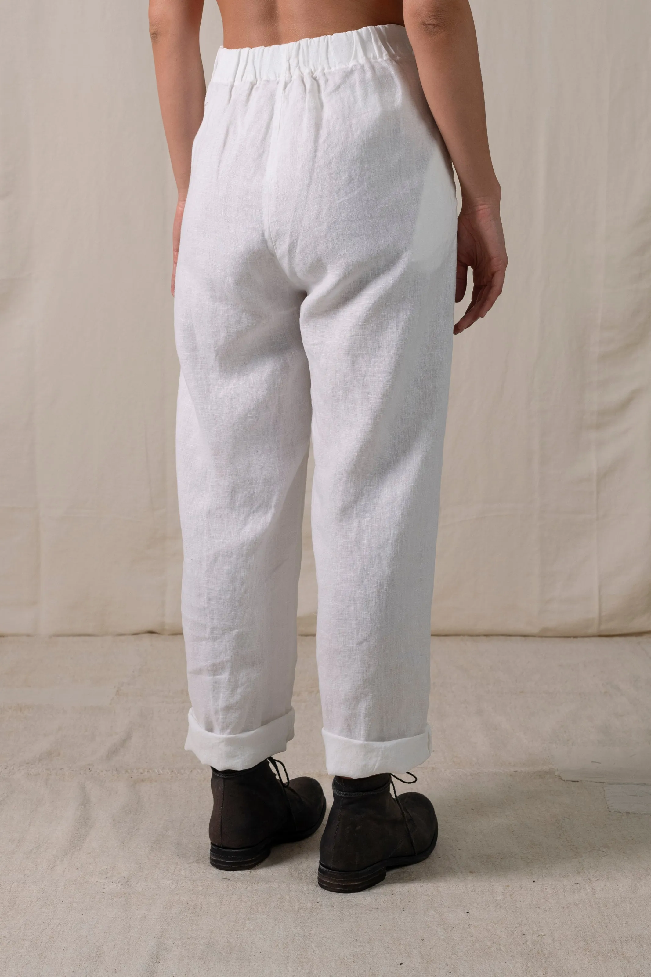 Large Pleated Trousers White
