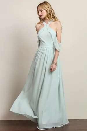 Light Mint Off-Shoulder Ruffle Maxi Dress