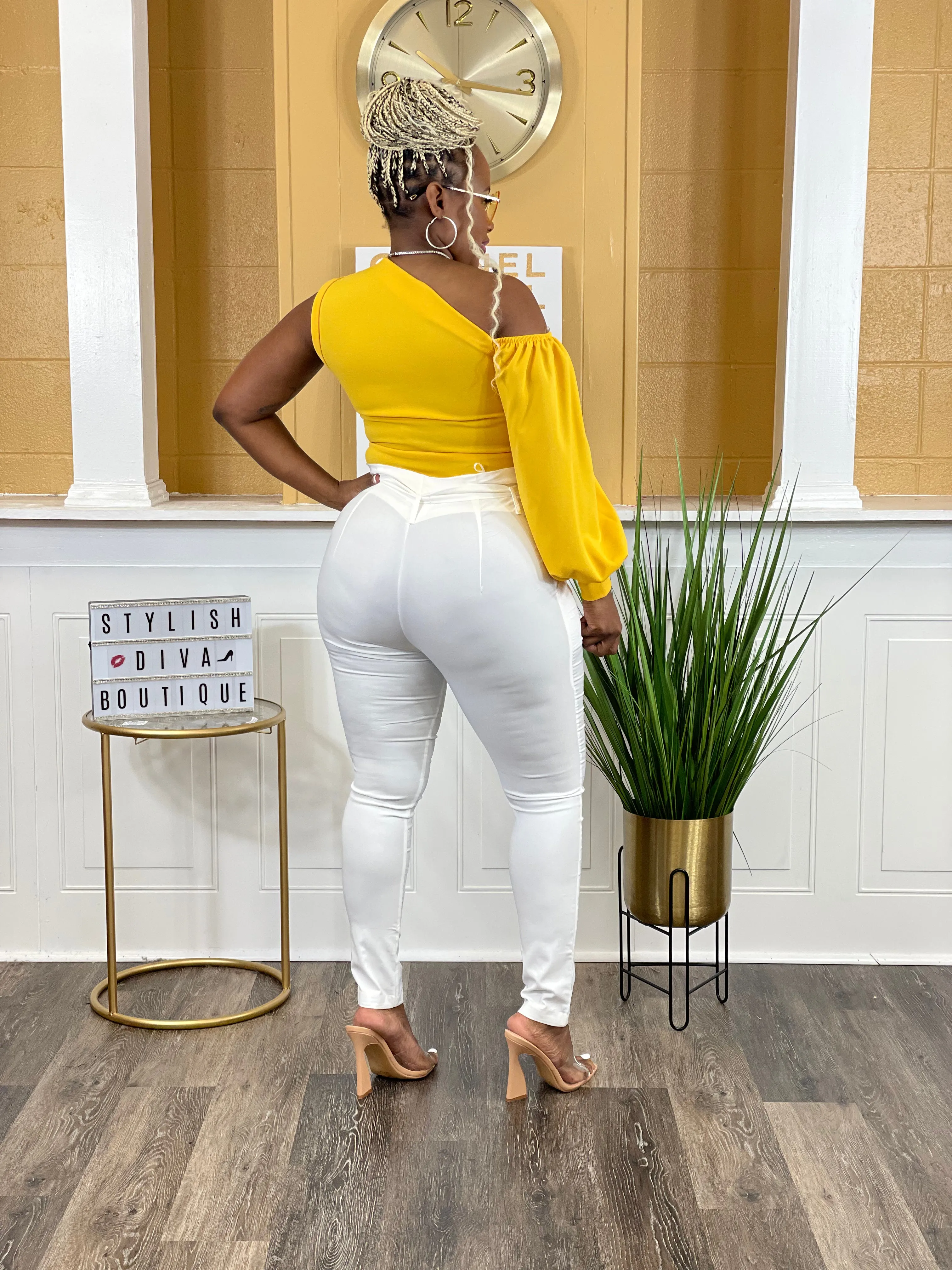 Luxe Diva Pants up to 3XL (Off White)