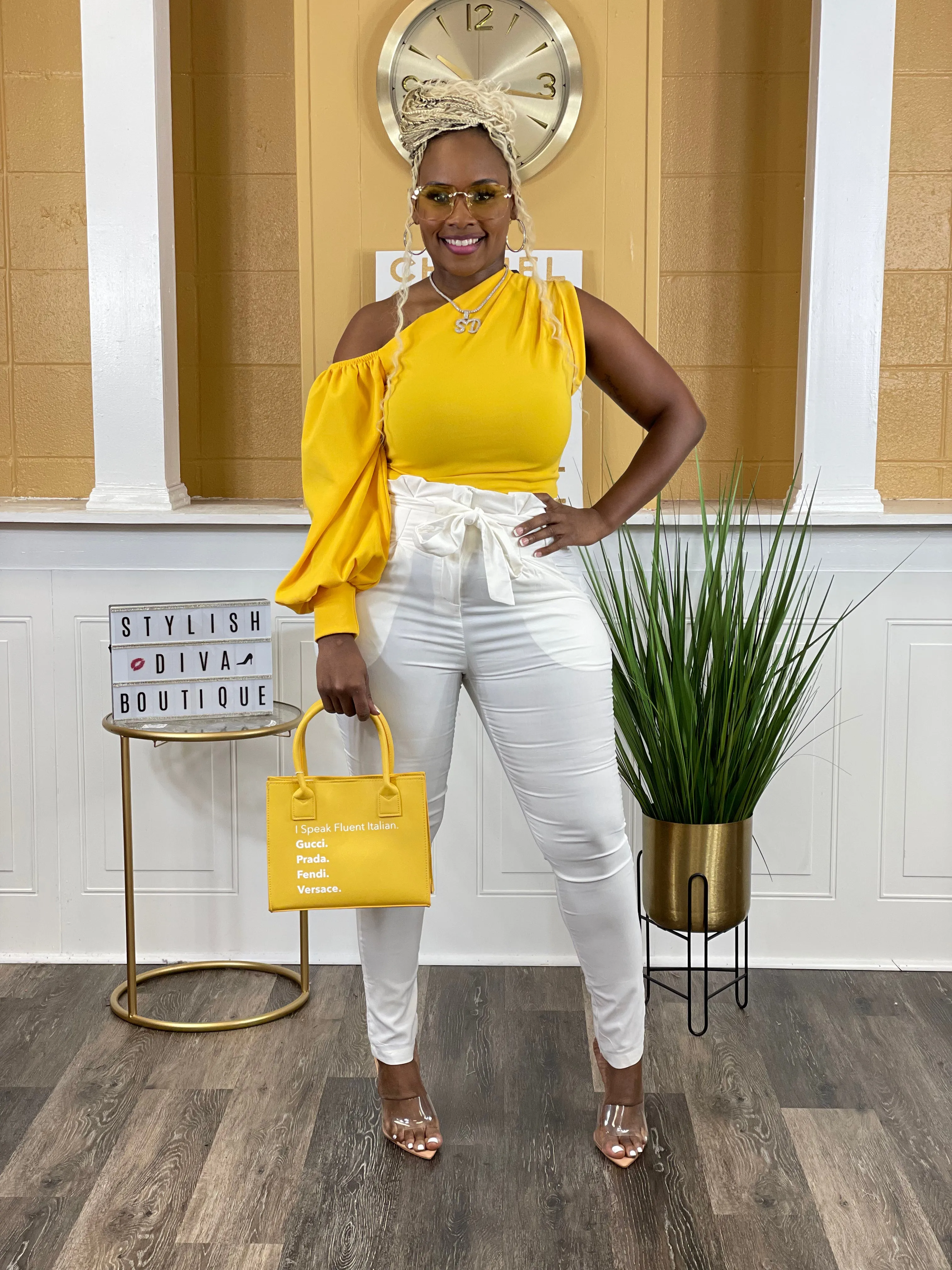 Luxe Diva Pants up to 3XL (Off White)