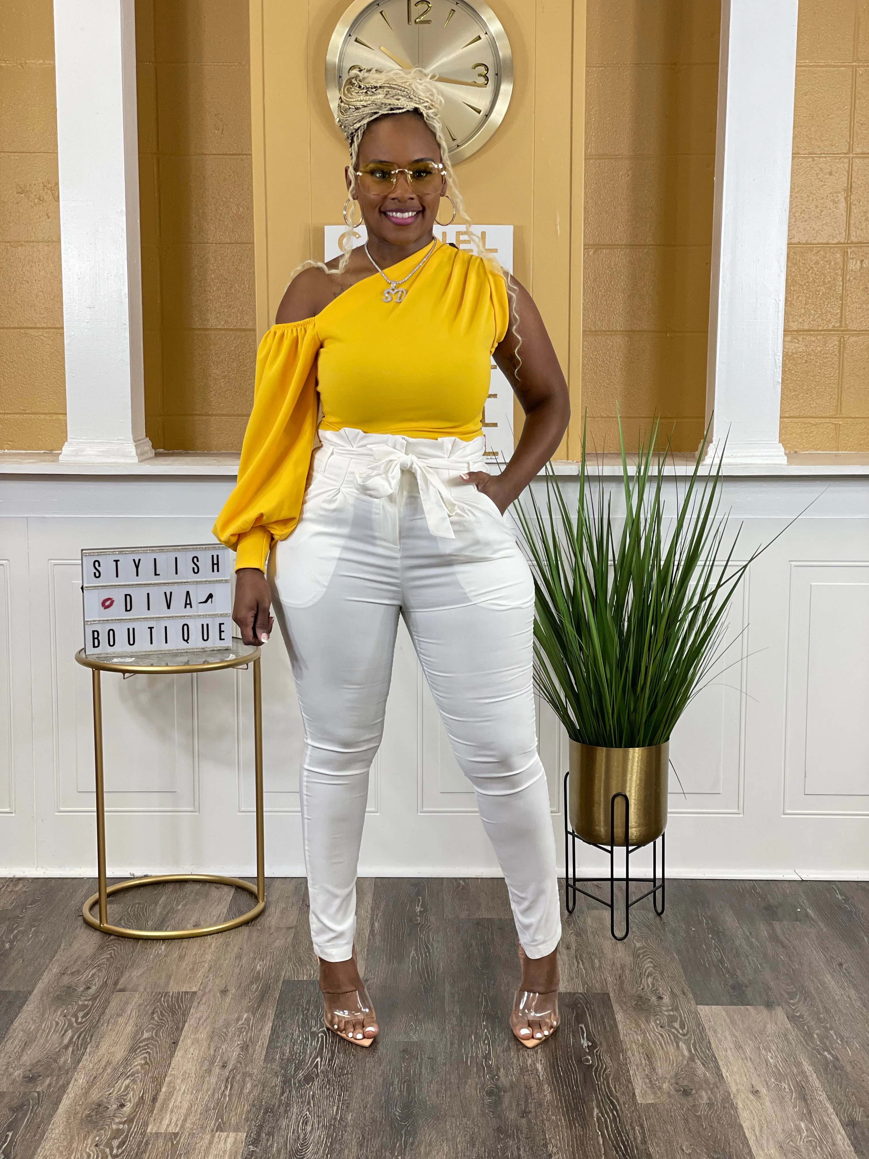 Luxe Diva Pants up to 3XL (Off White)