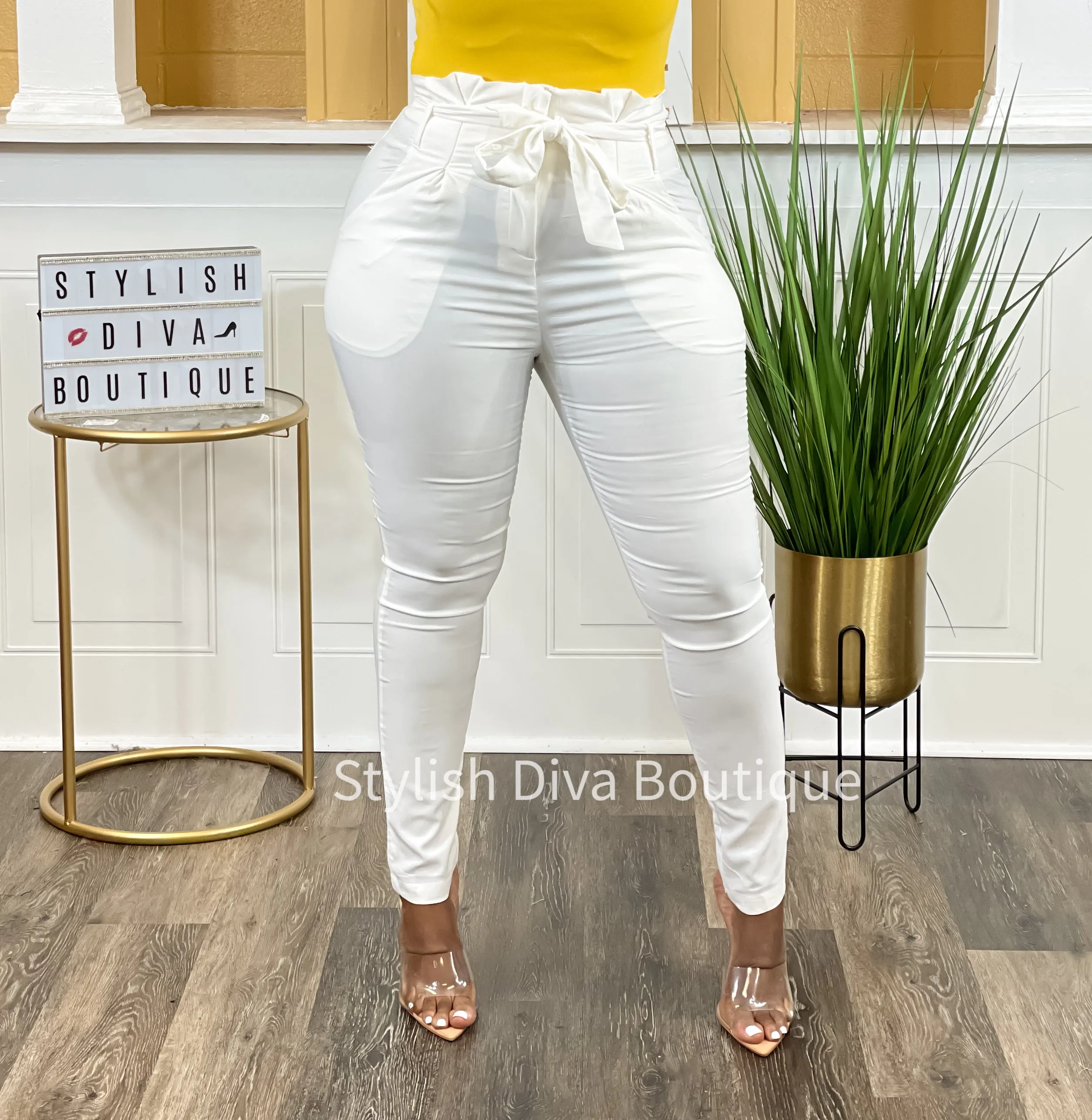 Luxe Diva Pants up to 3XL (Off White)