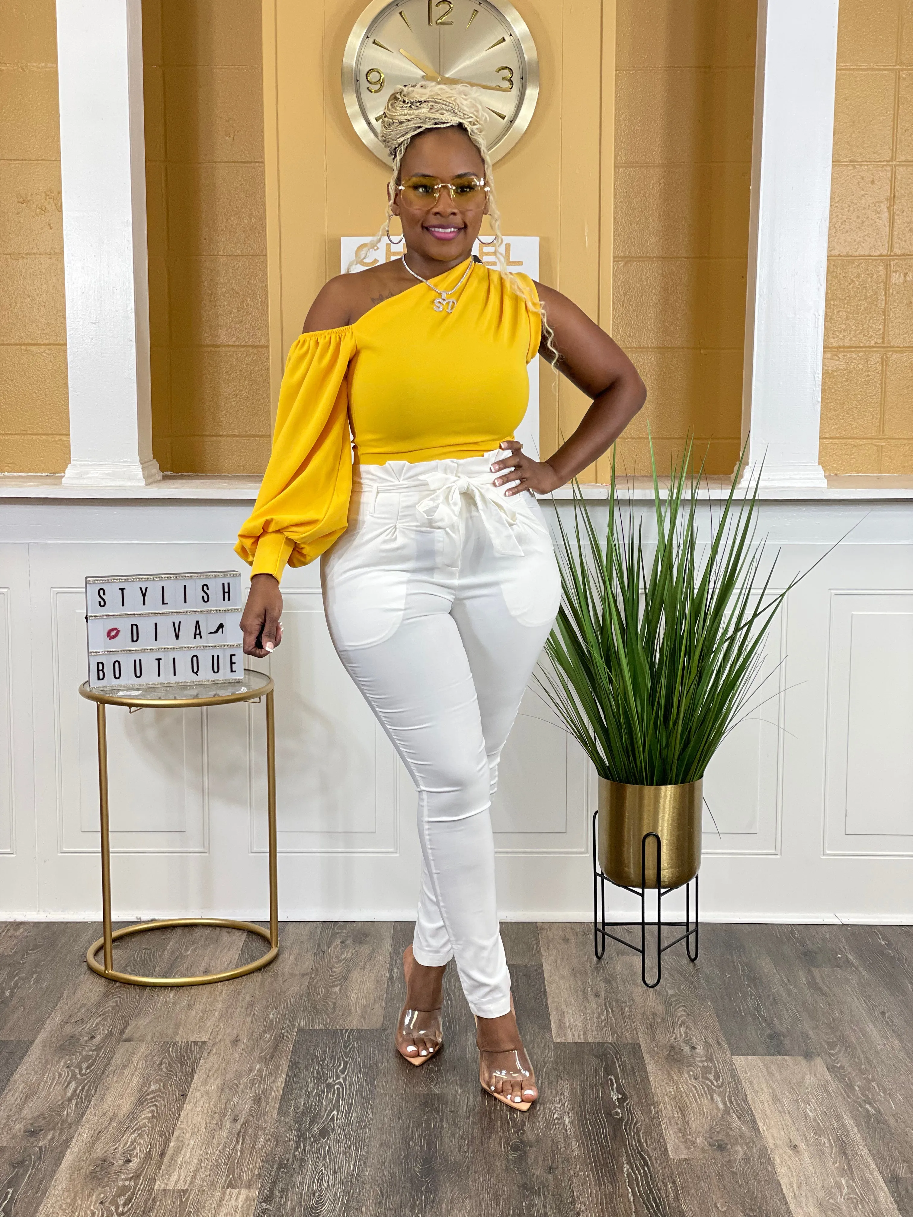 Luxe Diva Pants up to 3XL (Off White)